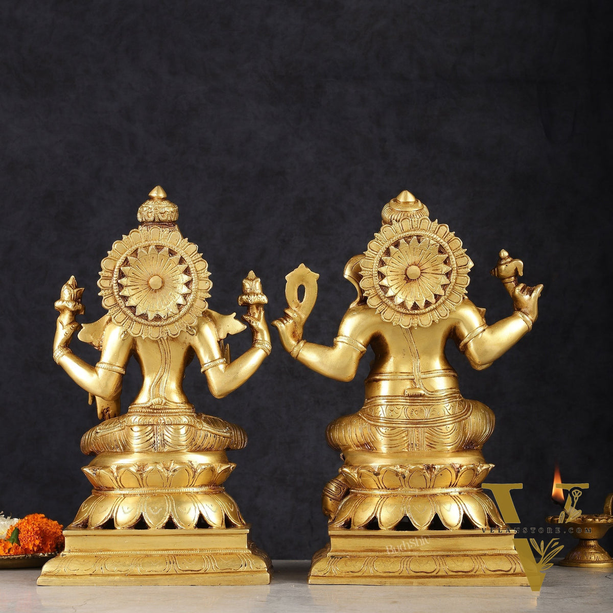 Brass Ganesh Lakshmi Pair - 12 inch