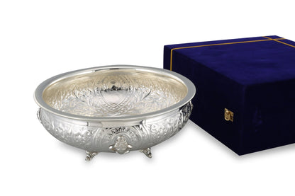 Brass Ganesh Urli with Velvet Box