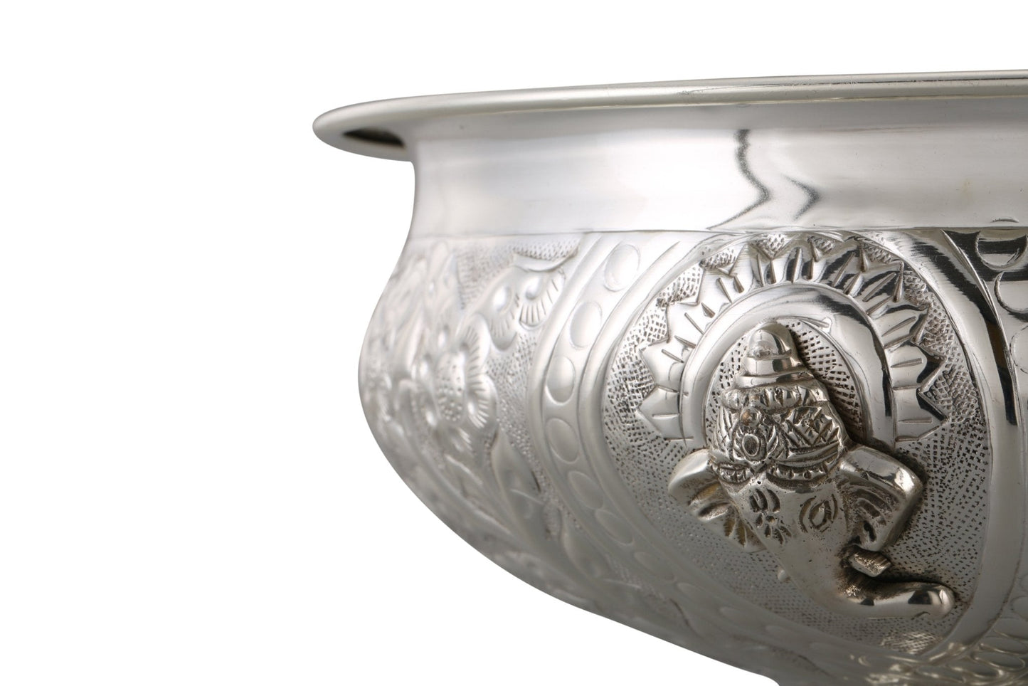 Brass Ganesh Urli with Velvet Box