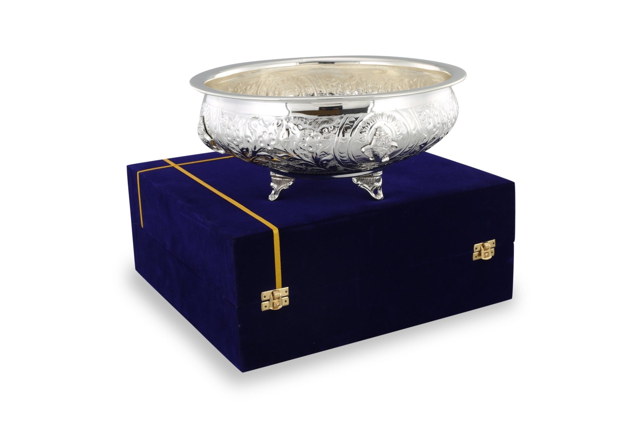 Brass Ganesh Urli with Velvet Box