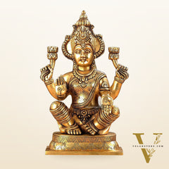 Brass Ganesha and Lakshmi Idol Pair - 11.5 Inch Statues
