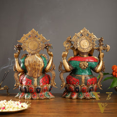 Brass Ganesha and Lakshmi Idols 16"
