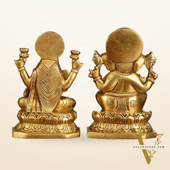 Brass Ganesha and Lakshmi Statues | 6 Inch