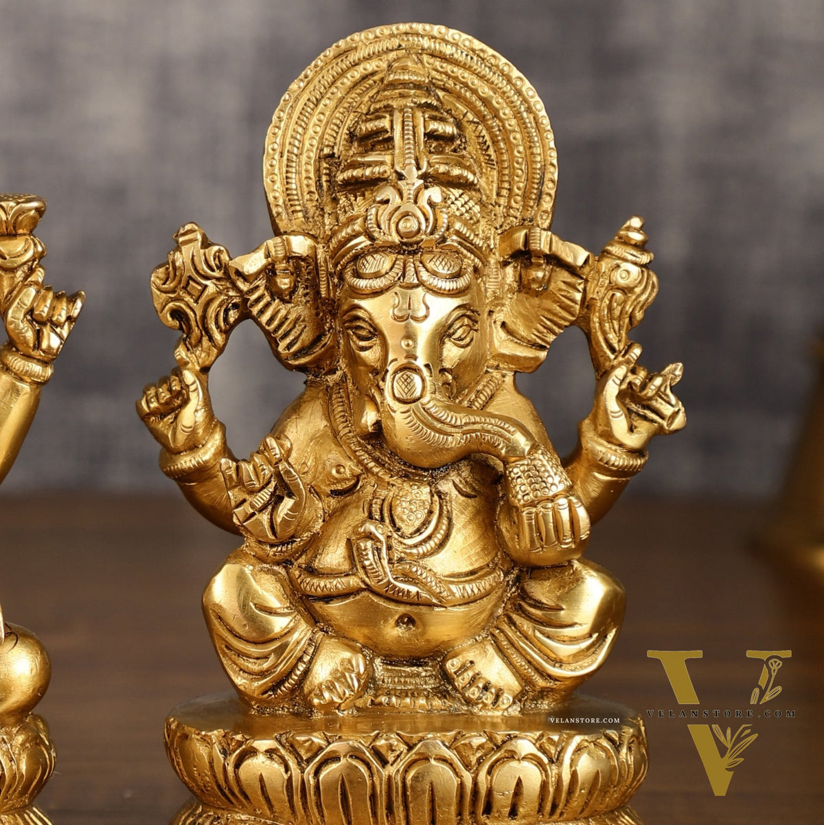 Brass Ganesha and Lakshmi Statues | 6 Inch