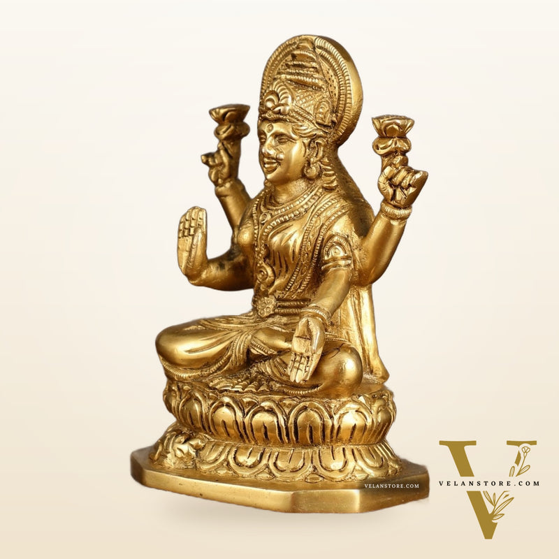 Brass Ganesha and Lakshmi Statues | 6 Inch