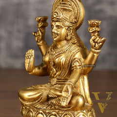 Brass Ganesha and Lakshmi Statues | 6 Inch