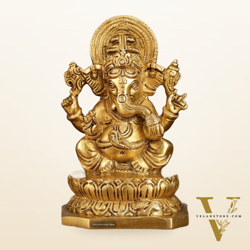 Brass Ganesha and Lakshmi Statues | 6 Inch