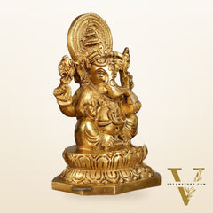 Brass Ganesha and Lakshmi Statues | 6 Inch