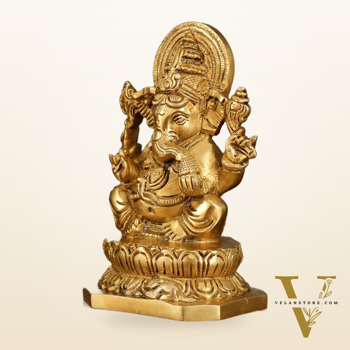Brass Ganesha and Lakshmi Statues | 6 Inch