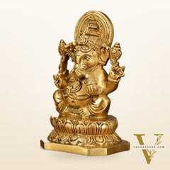 Brass Ganesha and Lakshmi Statues | 6 Inch