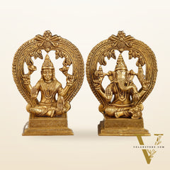 Brass Ganesha and Lakshmi Statues | 7 Inch