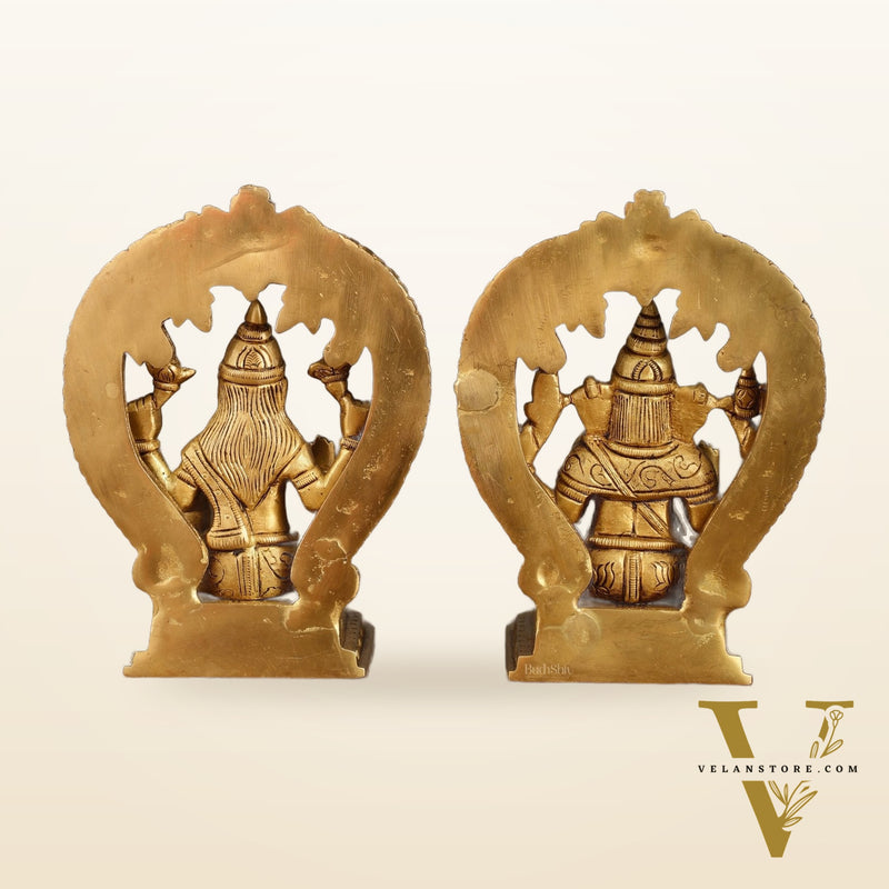 Brass Ganesha and Lakshmi Statues | 7 Inch