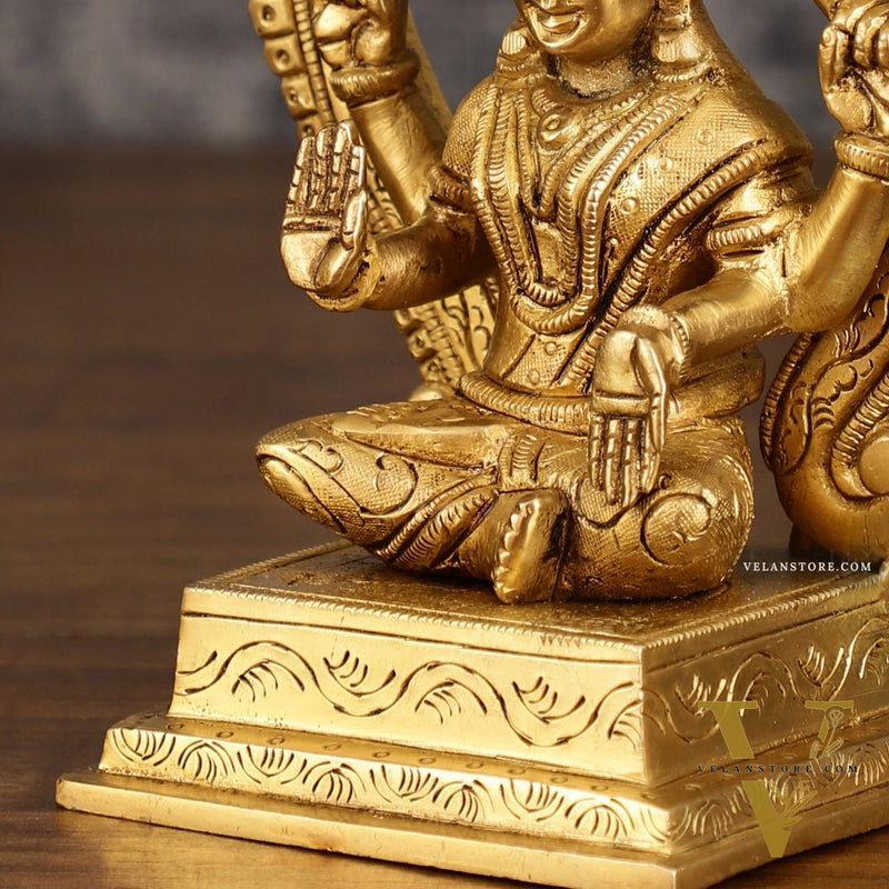 Brass Ganesha and Lakshmi Statues | 7 Inch