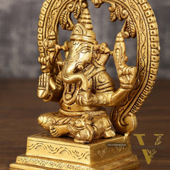Brass Ganesha and Lakshmi Statues | 7 Inch