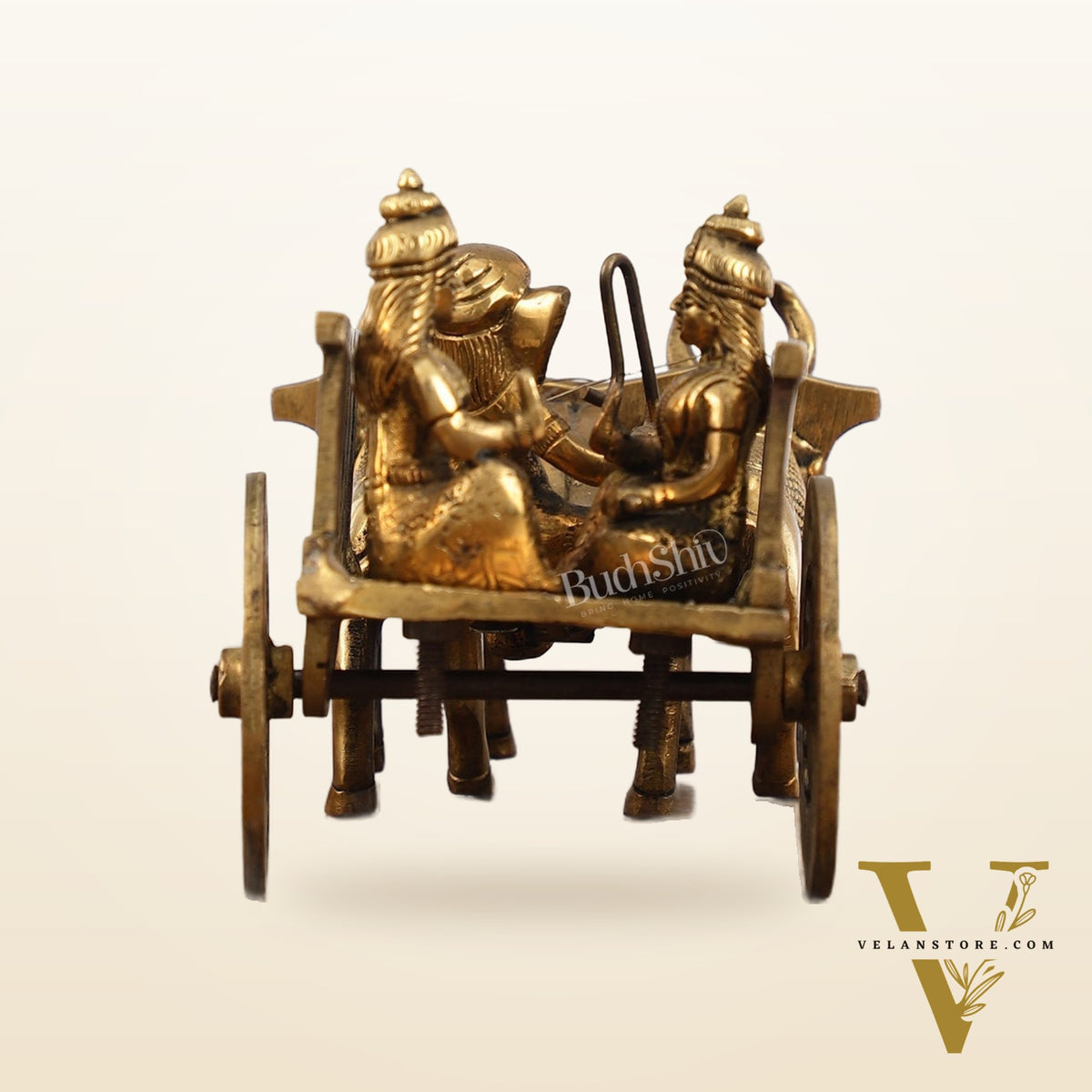 Brass Ganesha bullock cart with riddhi siddhi