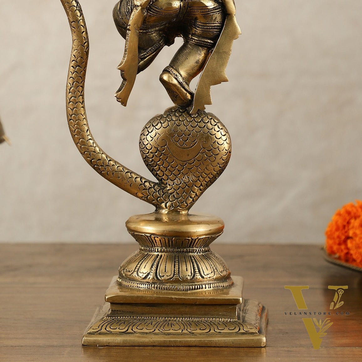 Brass Ganesha Dancing on Vasuki Naag Sculpture – 11.5 Inch