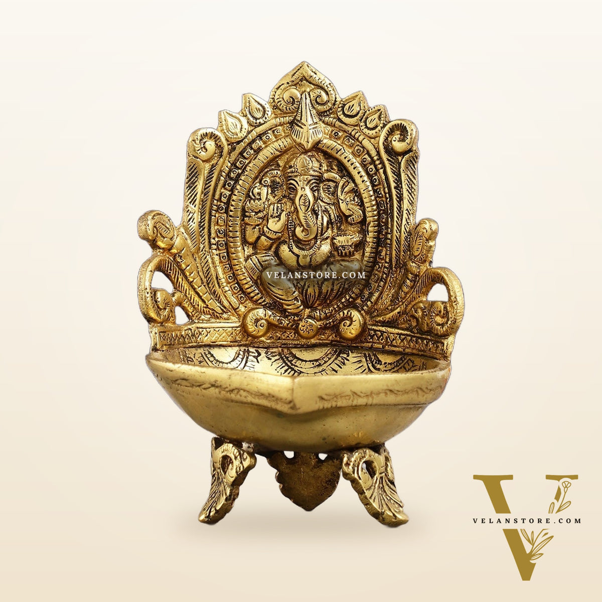 Brass Ganesha Diya Oil Lamp - 7 Inch
