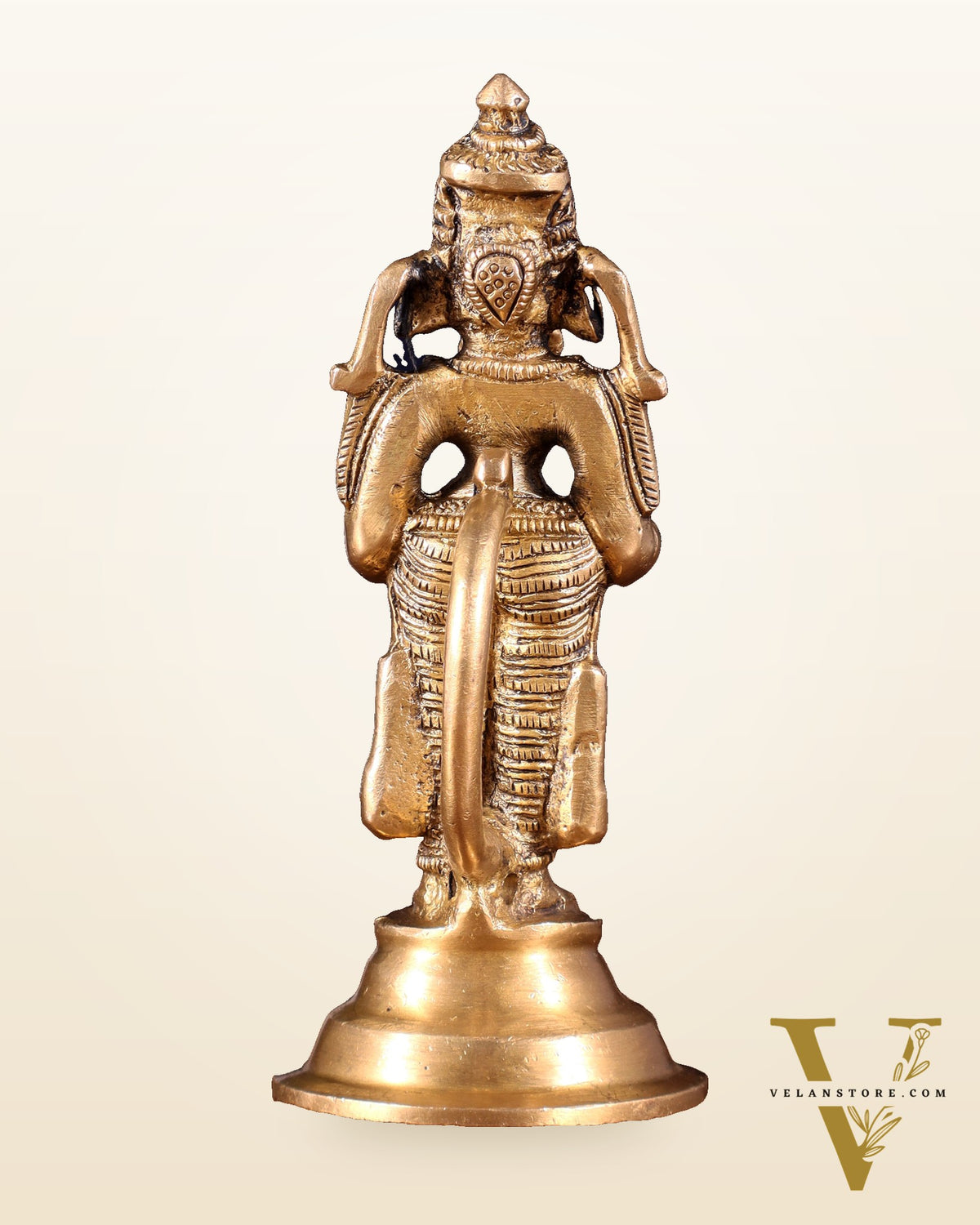Brass Ganesha Holding Single Diya Statue 5.5"