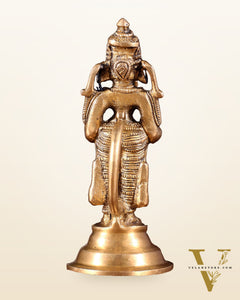 Brass Ganesha Holding Single Diya Statue 5.5"