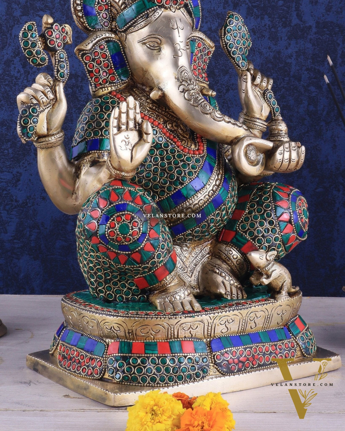 Brass Ganesha idol 16 inch sharp eyes