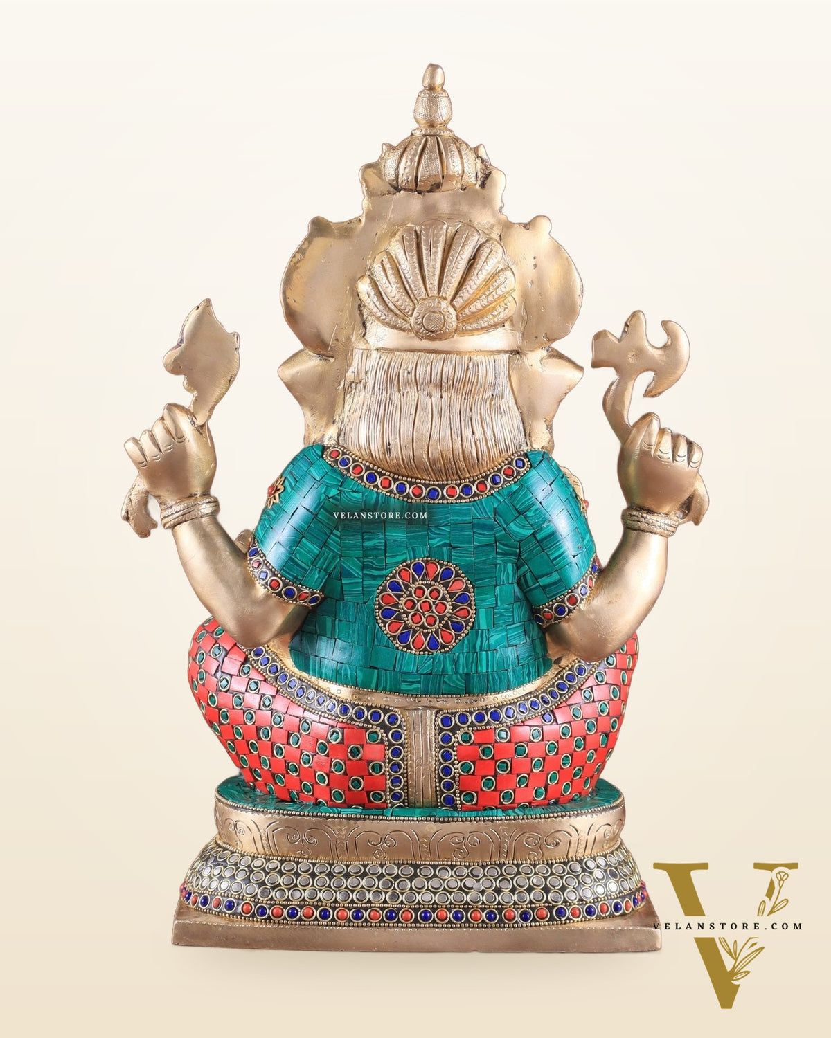 Brass Ganesha idol 16 inch with stonework