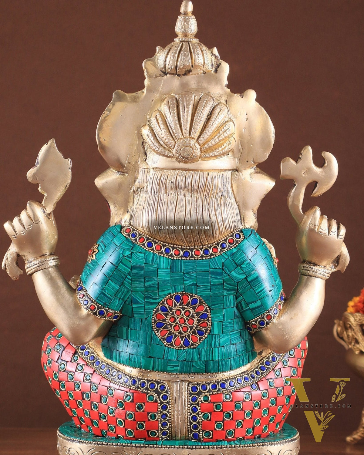 Brass Ganesha idol 16 inch with stonework