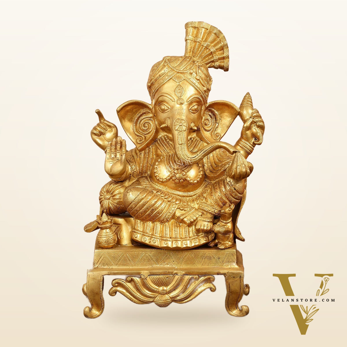 Brass Ganesha Idol - 16.5 Inch