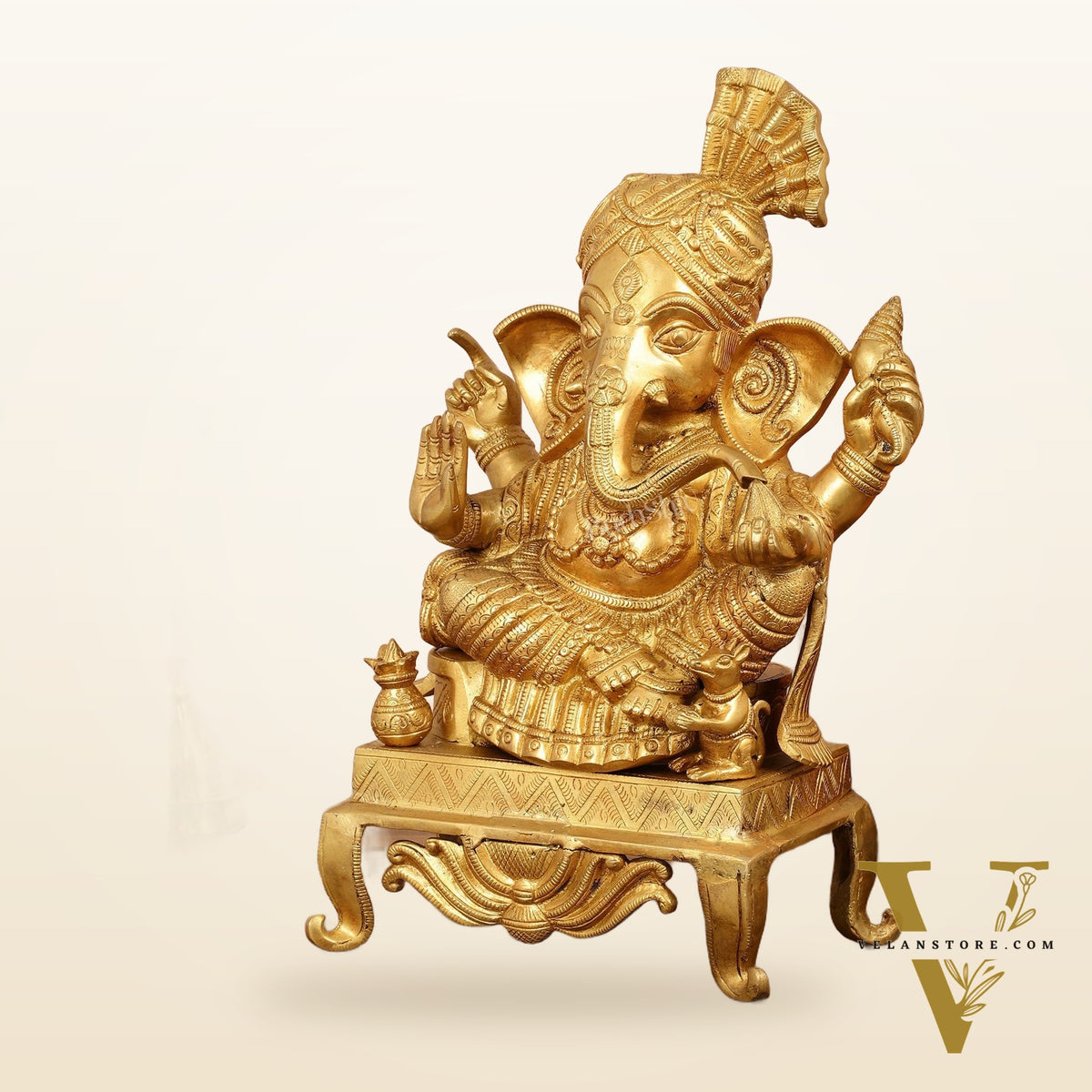 Brass Ganesha Idol - 16.5 Inch