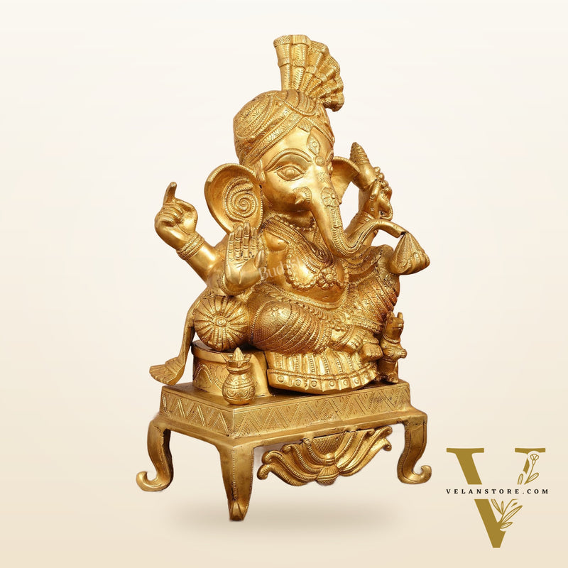 Brass Ganesha Idol - 16.5 Inch