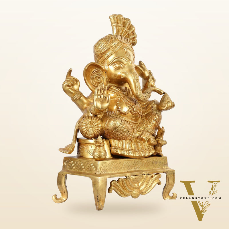 Brass Ganesha Idol - 16.5 Inch