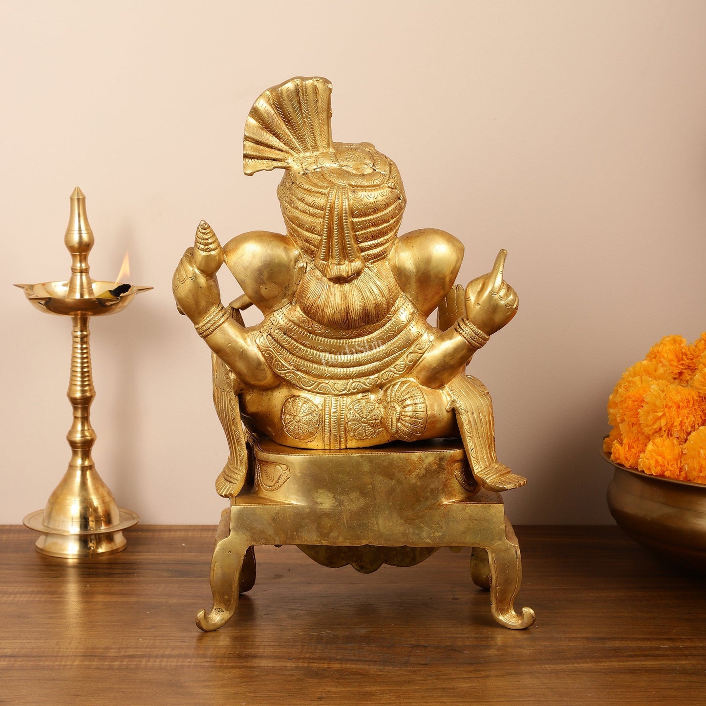 Brass Ganesha Idol - 16.5 Inch