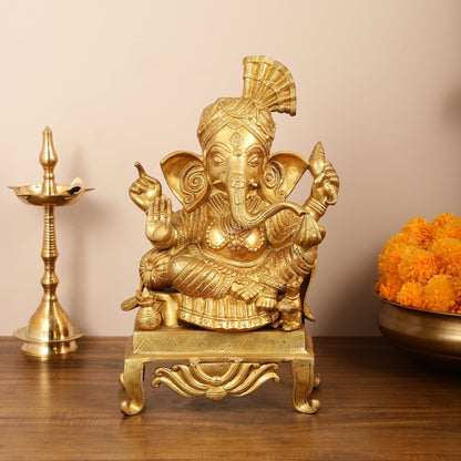 Brass Ganesha Idol - 16.5 Inch