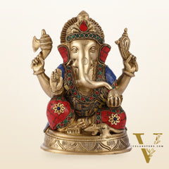 Brass Ganesha idol 8 inch