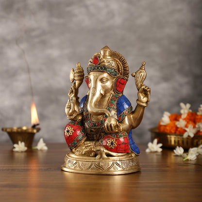 Brass Ganesha idol 8 inch