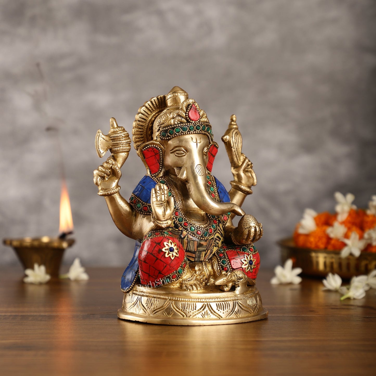 Brass Ganesha idol 8 inch