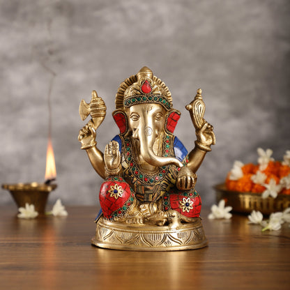 Brass Ganesha idol 8 inch