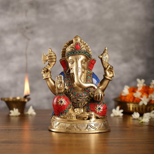Brass Ganesha idol 8 inch