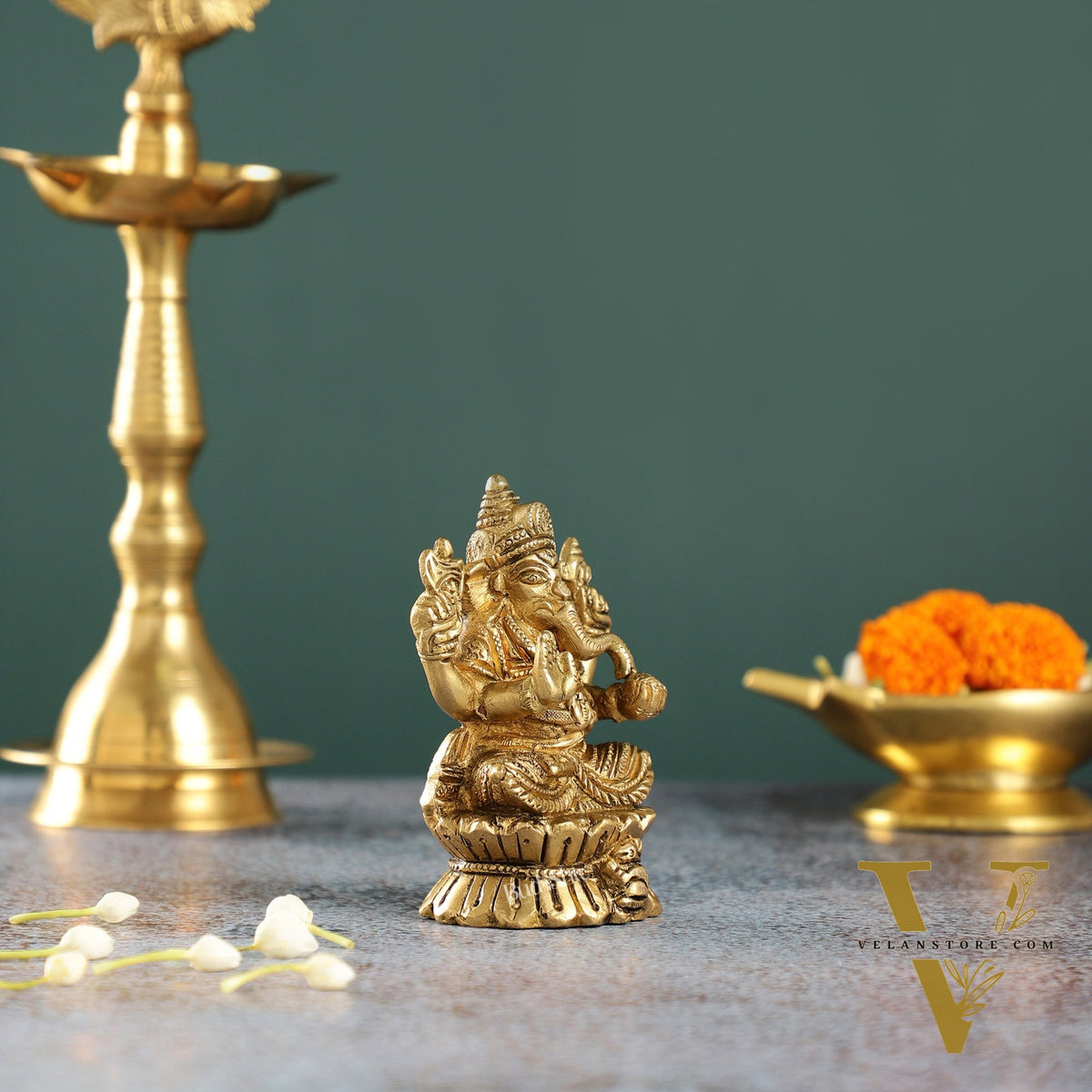 Brass Ganesha Idol | Height 4.5 inch