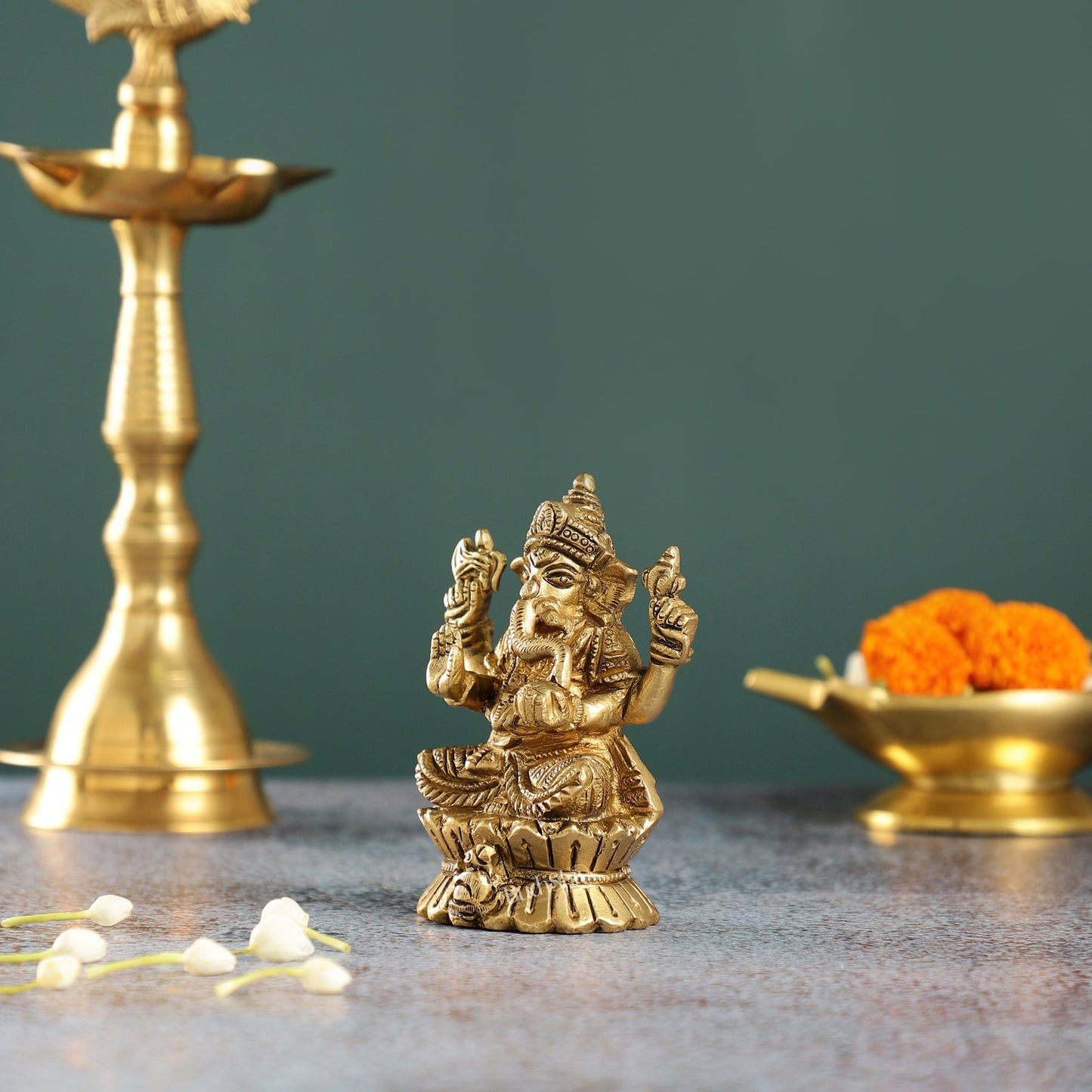 Brass Ganesha Idol | Height 4.5 inch