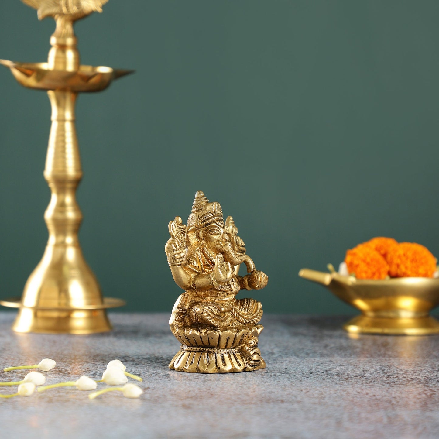 Brass Ganesha Idol | Height 4.5 inch