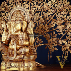 Brass Ganesha Idol Superfine Carvings & Kalpavriksha Tree – Entrance Decor Combo