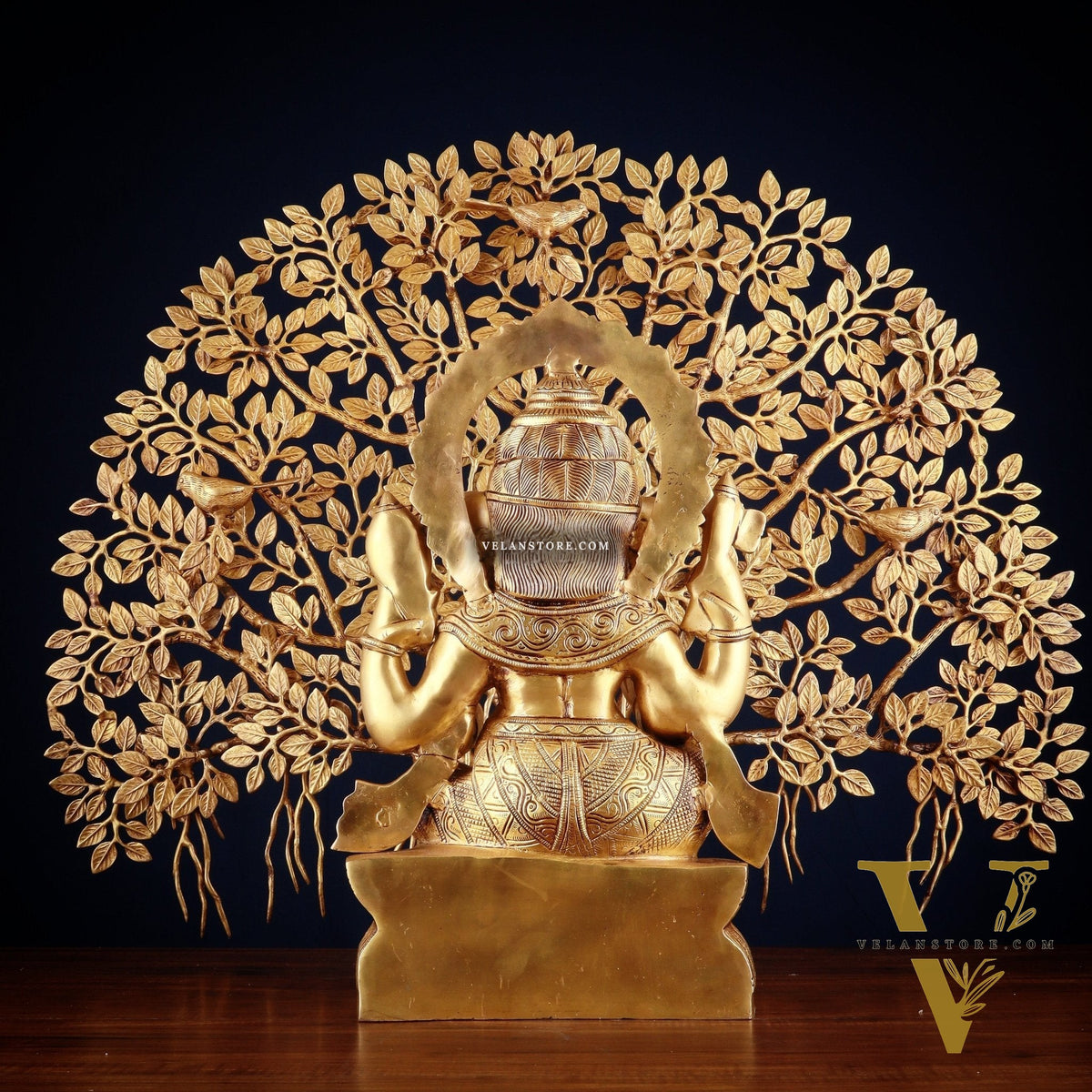 Brass Ganesha Idol Superfine Carvings & Kalpavriksha Tree – Entrance Decor Combo