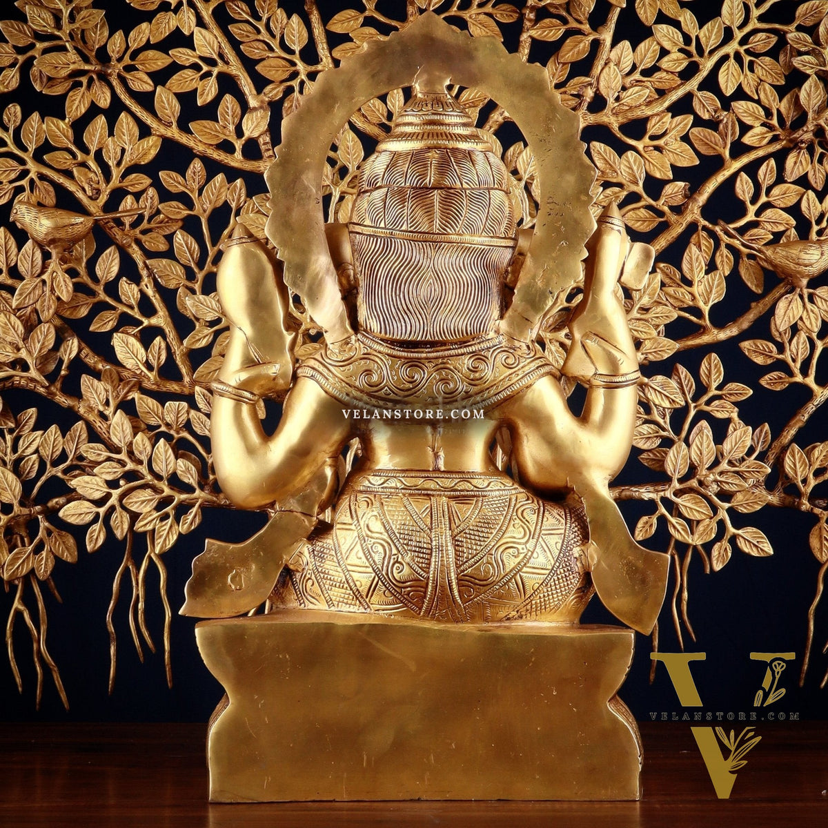 Brass Ganesha Idol Superfine Carvings & Kalpavriksha Tree – Entrance Decor Combo