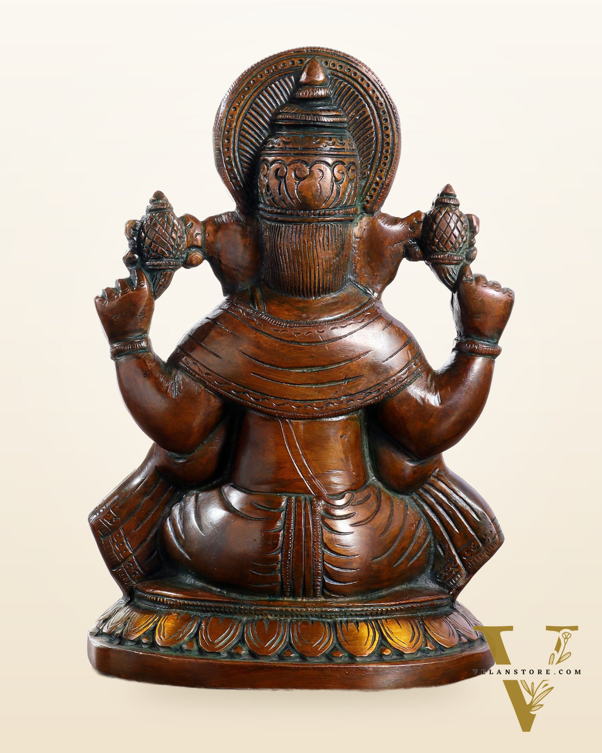Brass Ganesha Idol with Vintage Finish – Pure Brass Handcrafted 8"