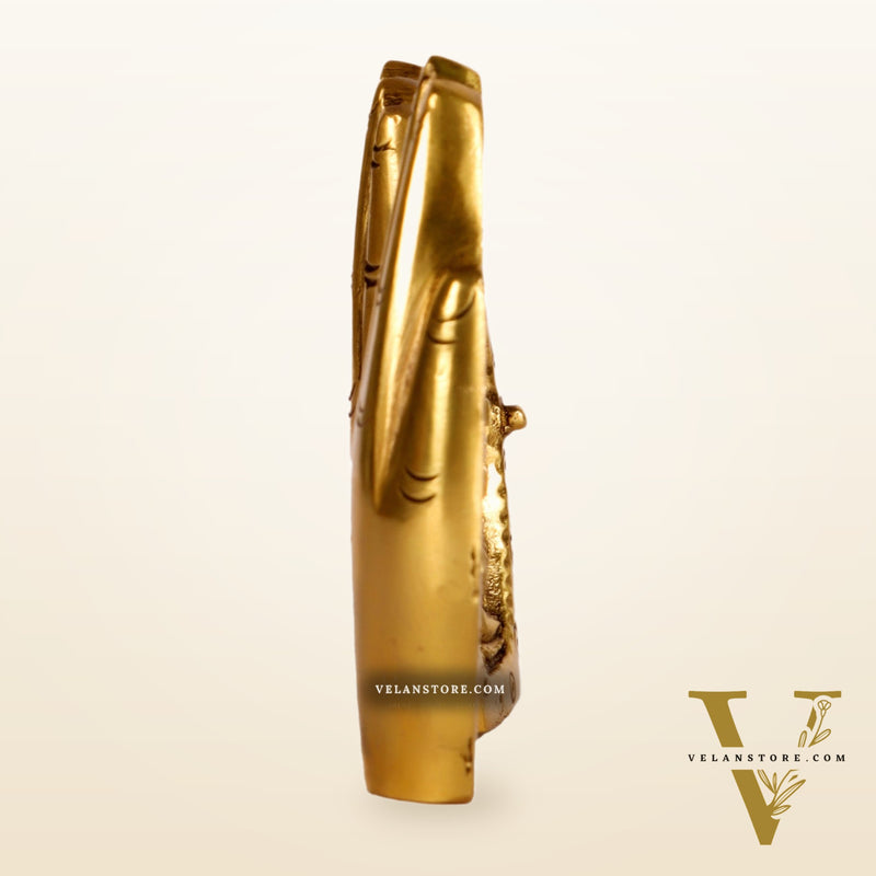 Brass Ganesha Lakshmi engraved on Foldable Namaste palm 3"