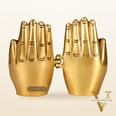 Brass Ganesha Lakshmi engraved on Foldable Namaste palm 3"