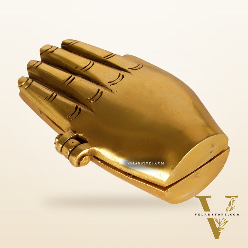 Brass Ganesha Lakshmi engraved on Foldable Namaste palm 3"