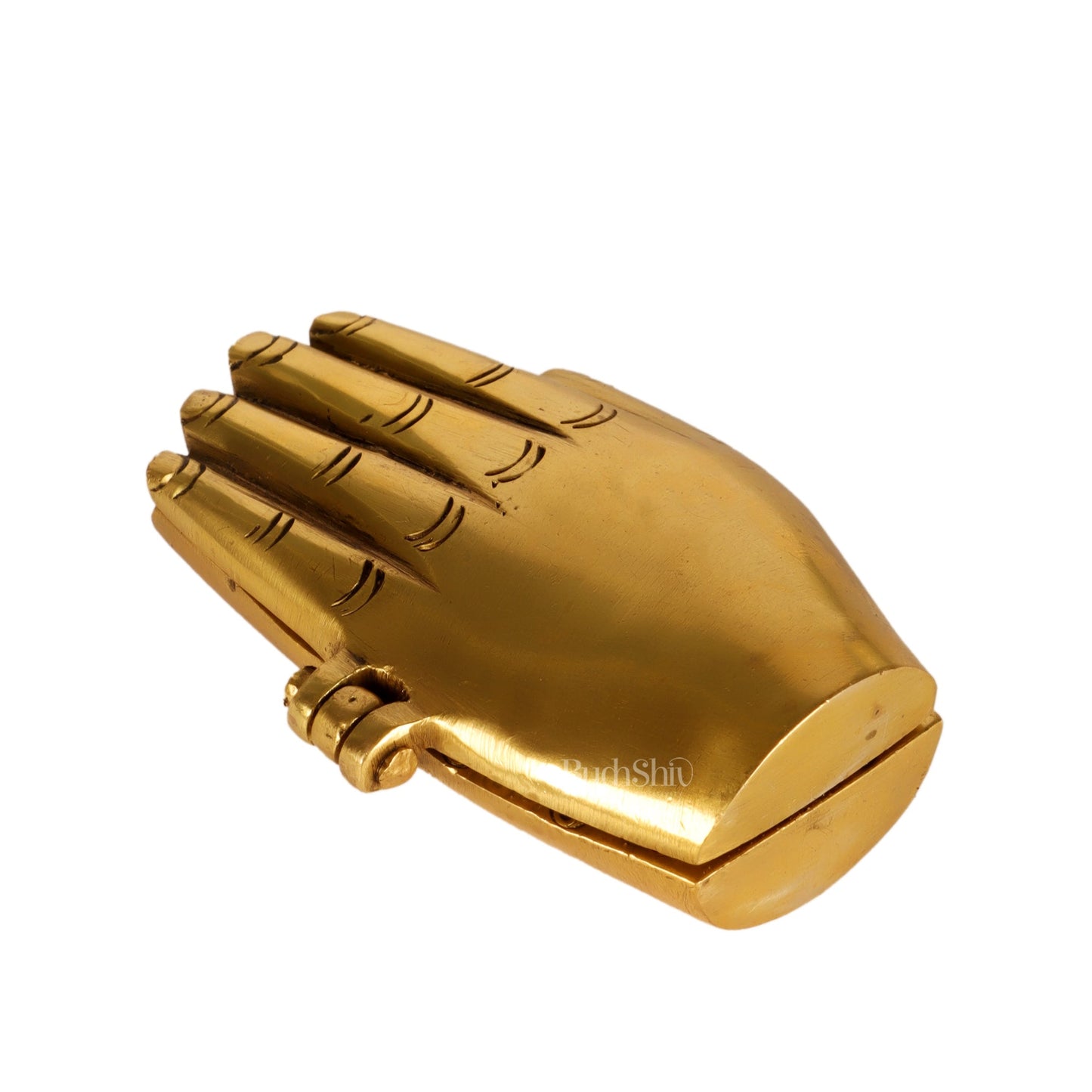 Brass Ganesha Lakshmi engraved on Foldable Namaste palm 3"