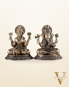 Brass Ganesha Lakshmi Idol Pair – 3.5 Inch
