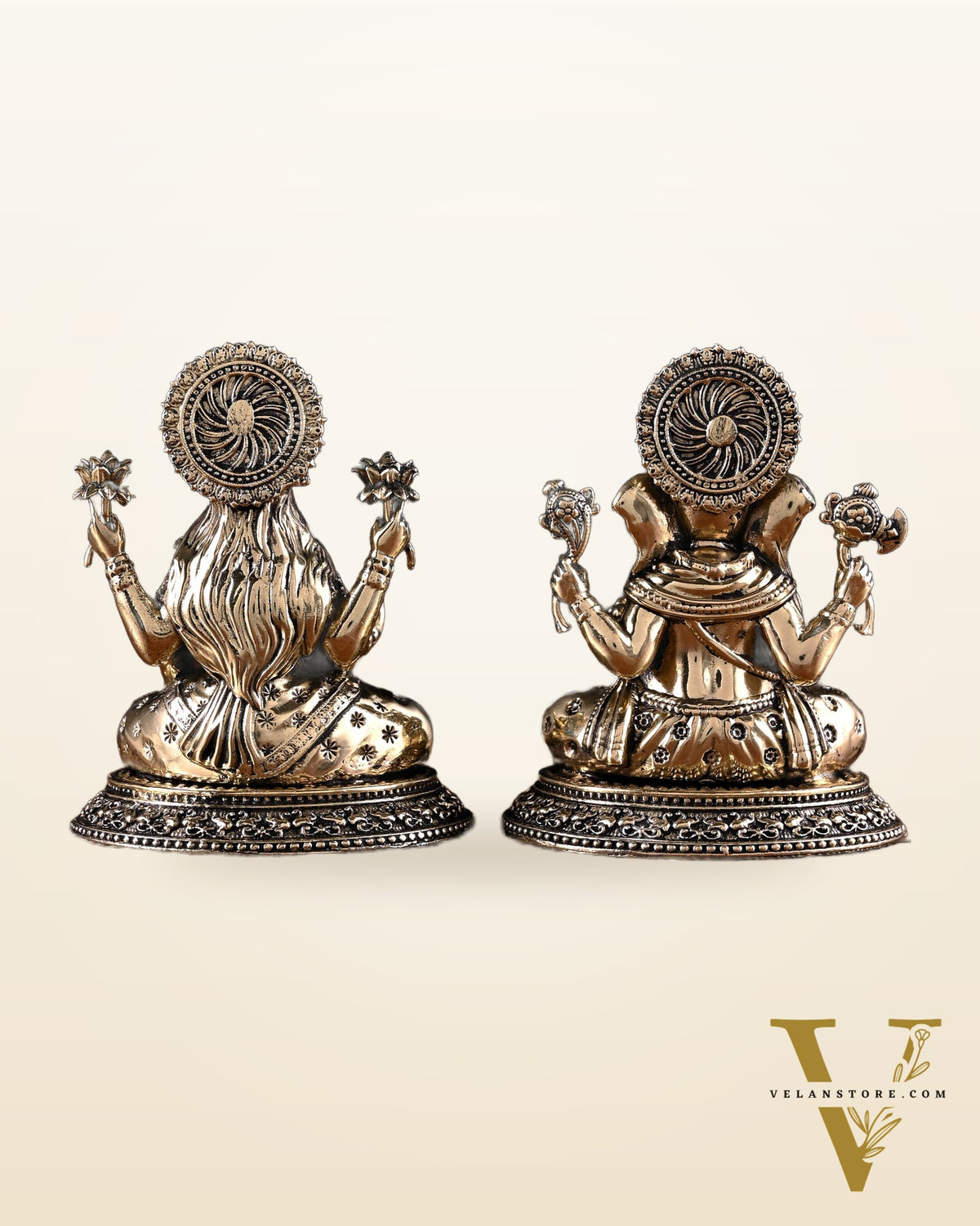 Brass Ganesha Lakshmi Idol Pair – 3.5 Inch